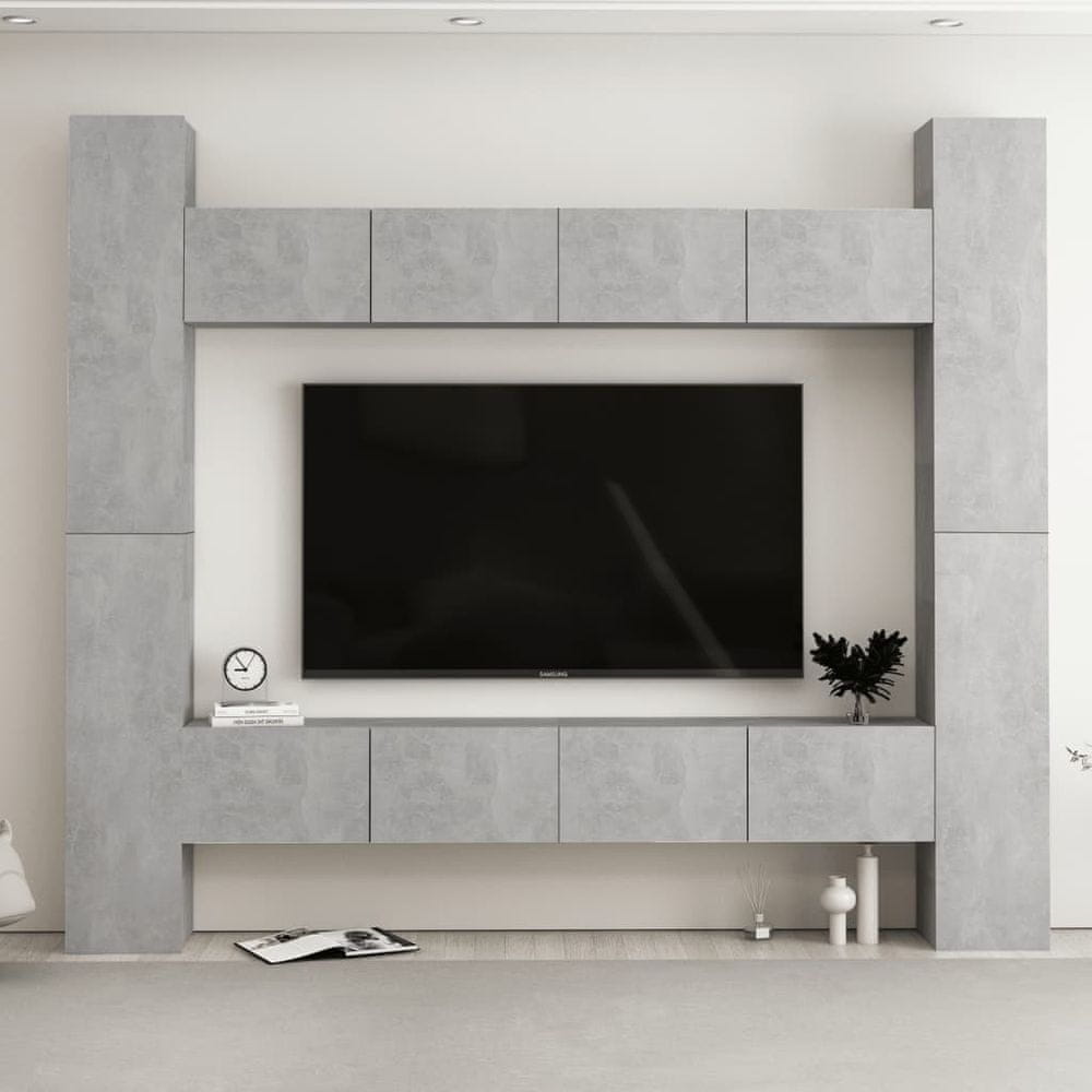 Vidaxl 8-dielna súprava TV skriniek betónovo-sivá drevotrieska